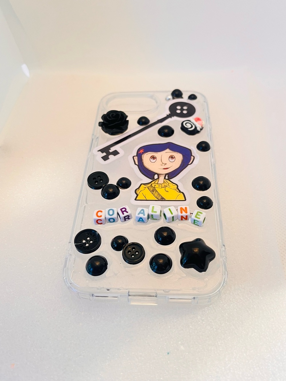 Hand Crafted Resin Coraline Phone Case with Black Accents - Picture 2 of 10